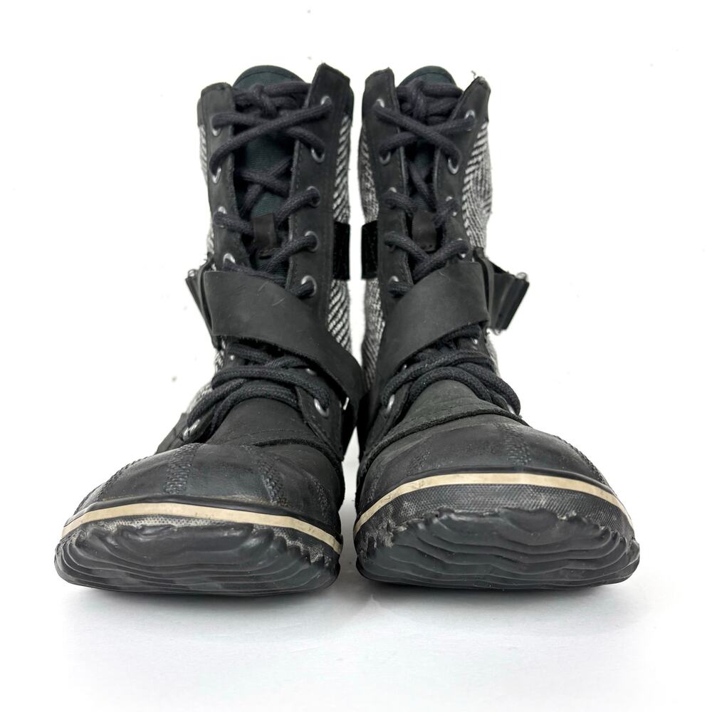 Sorel Womens Slimboot Herringbone Lace Up Waterproof Boots Black Leather Size 10 - Picture 2 of 10